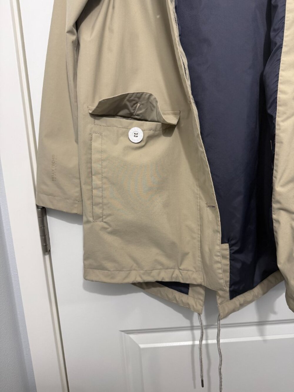 Helly Hansen Elements Women’s Medium Hooded Waterproof Rain Jacket Beige Helly T - Picture 8 of 13
